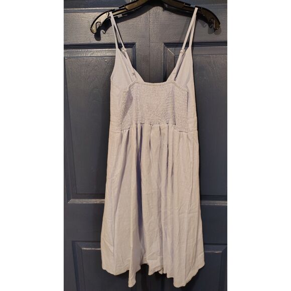 NWT FANCYINN Women's Large Light Blue Tie Front Button Down Midi Dress - Picture 2 of 7